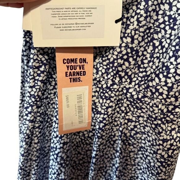 Revolve Michaela Buerger Floral Crochet Trim Midi Swing Dress Blue - Picture 7 of 10